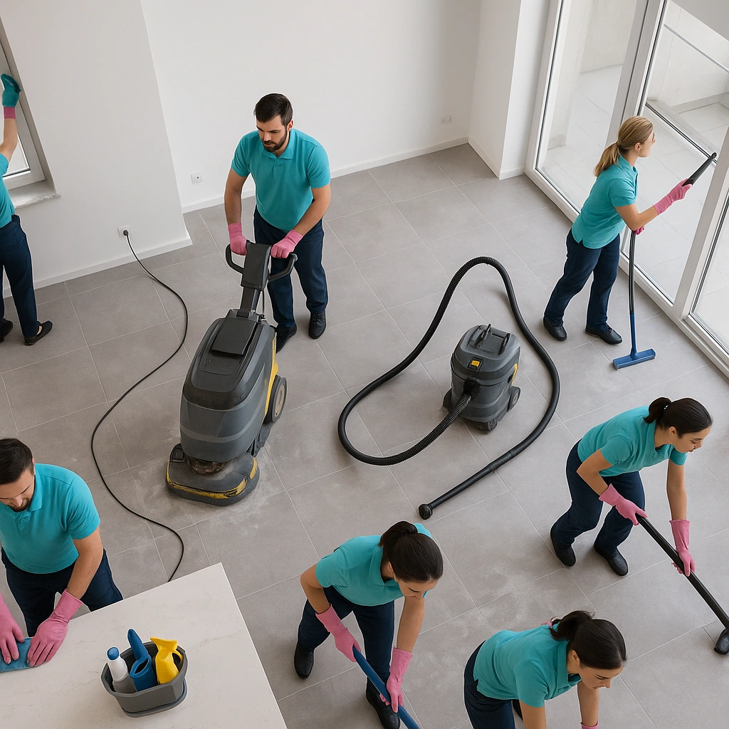 equipo limpieza fin obra arriba