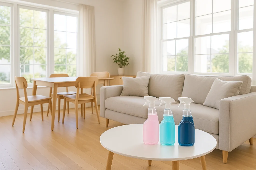 salon limpio botellas colores